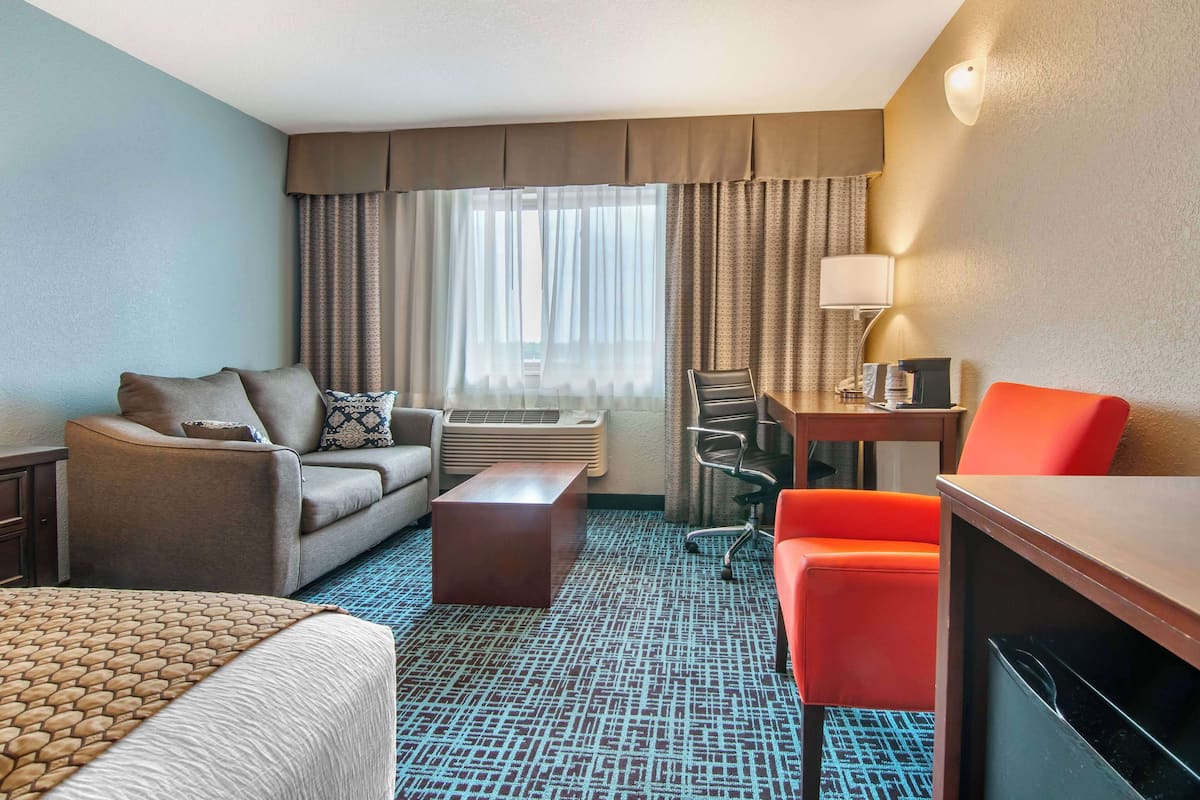 standard room, 1 king bed, accessible, refrigerator & microwave (with sofabed) | desk, iron/ironing board, cots/infant beds, wifi