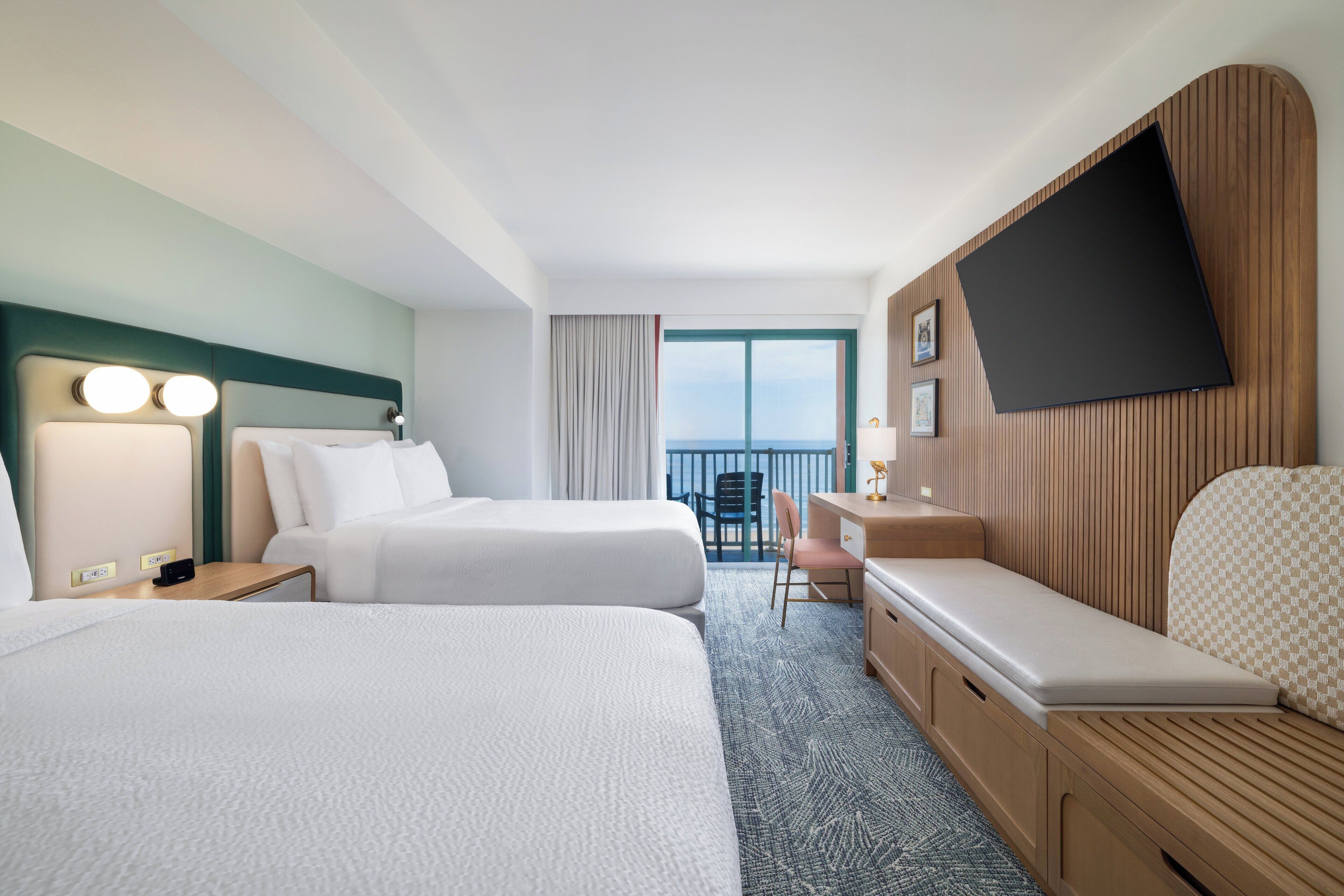 Suite, Multiple Beds, Oceanfront | Hypo-allergenic bedding, desk, iron/ironing board