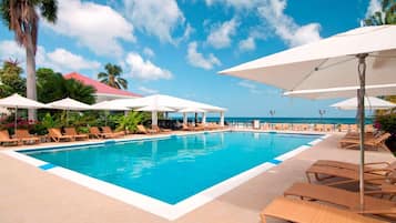 2 outdoor pools, open 10:00 AM to 10 PM, pool umbrellas, sun loungers