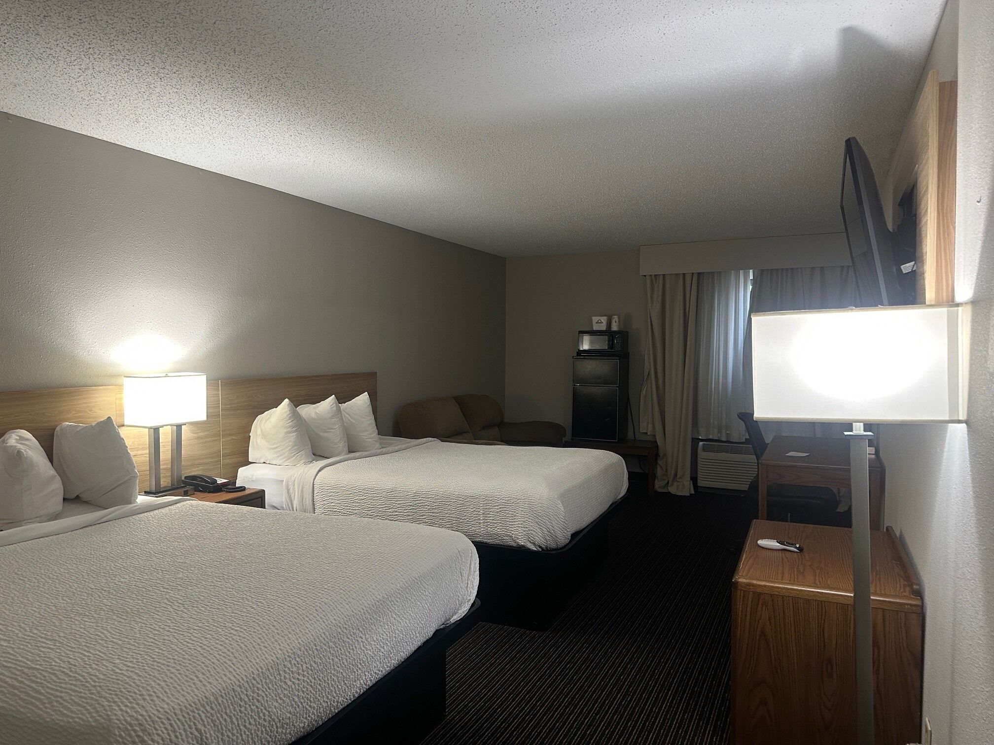 Room, 2 Queen Beds, Non Smoking | Desk, iron/ironing board, free WiFi, bed sheets