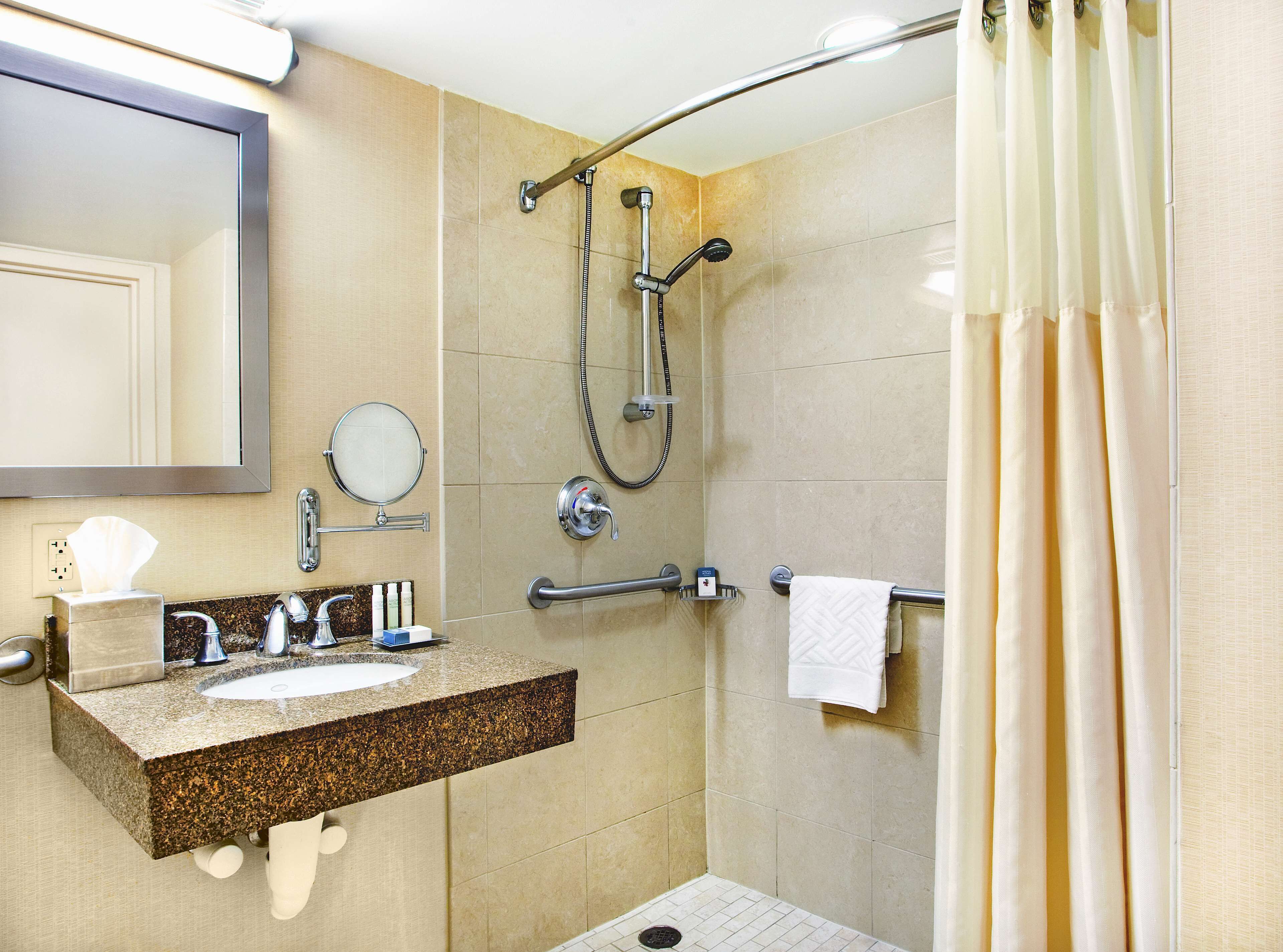 Two Queen Beds, Non-Smoking, Roll In Shower | Bathroom | Combined shower/bathtub, free toiletries, hair dryer, towels