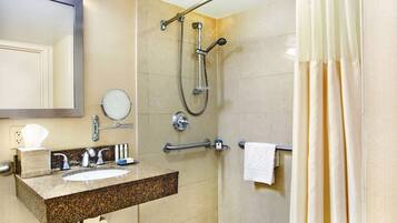 Two Queen Beds, Non-Smoking, Roll In Shower | Bathroom | Combined shower/bathtub, free toiletries, hair dryer, towels