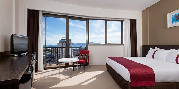 In-room safe, desk, laptop workspace, blackout curtains