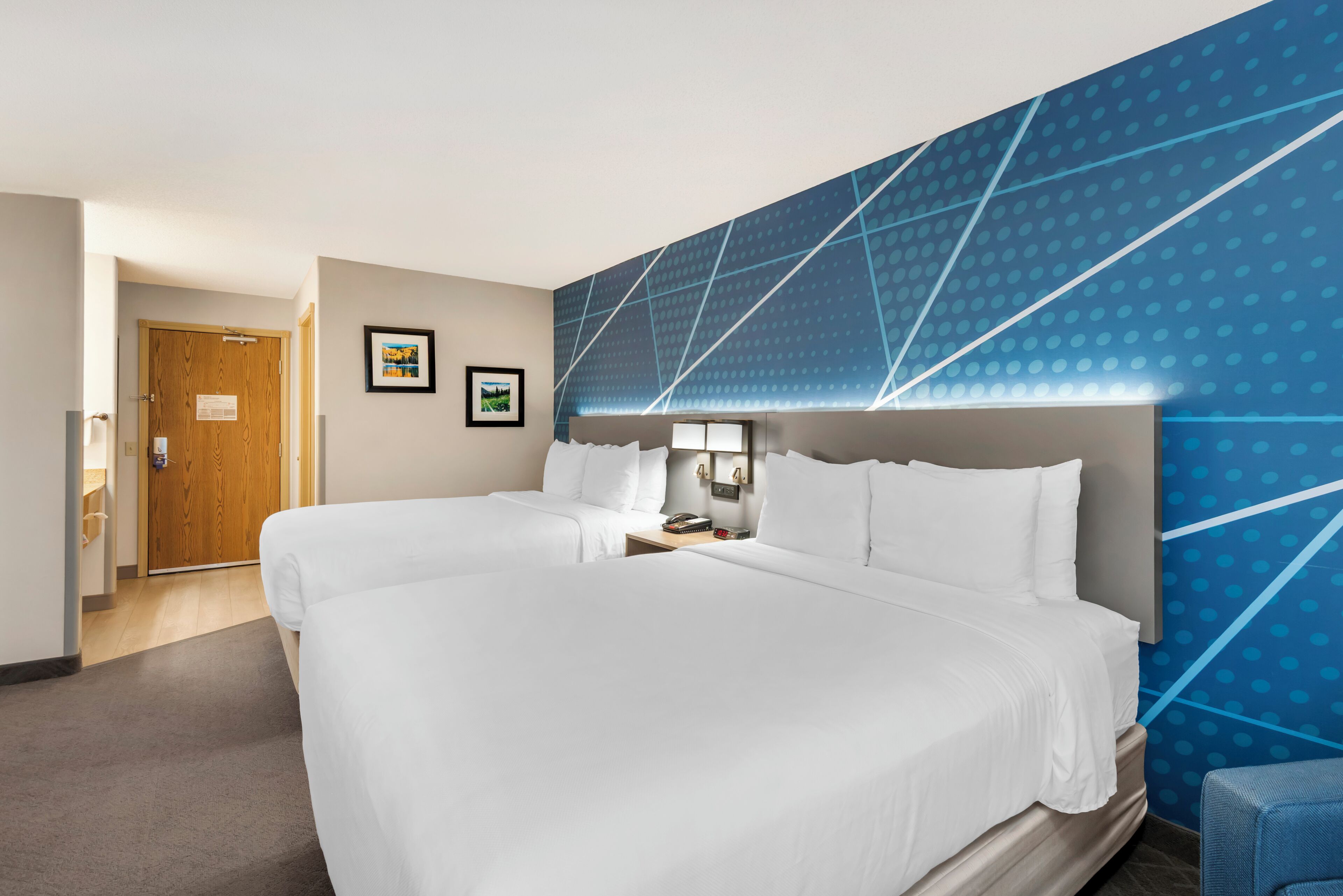 Standard Room, 2 Queen Beds, Non Smoking | In-room safe, desk, soundproofing, iron/ironing board