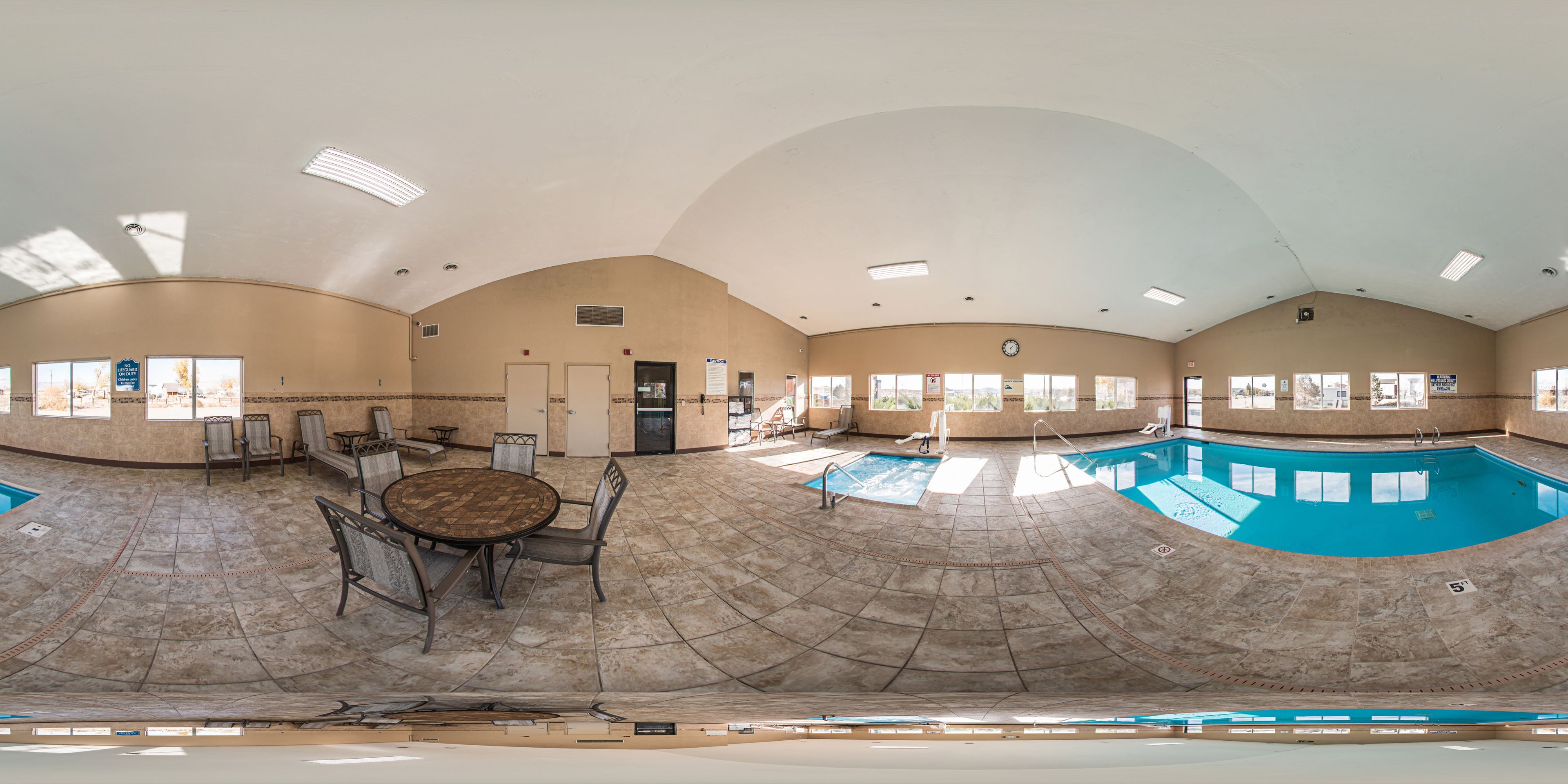 indoor pool, pool loungers