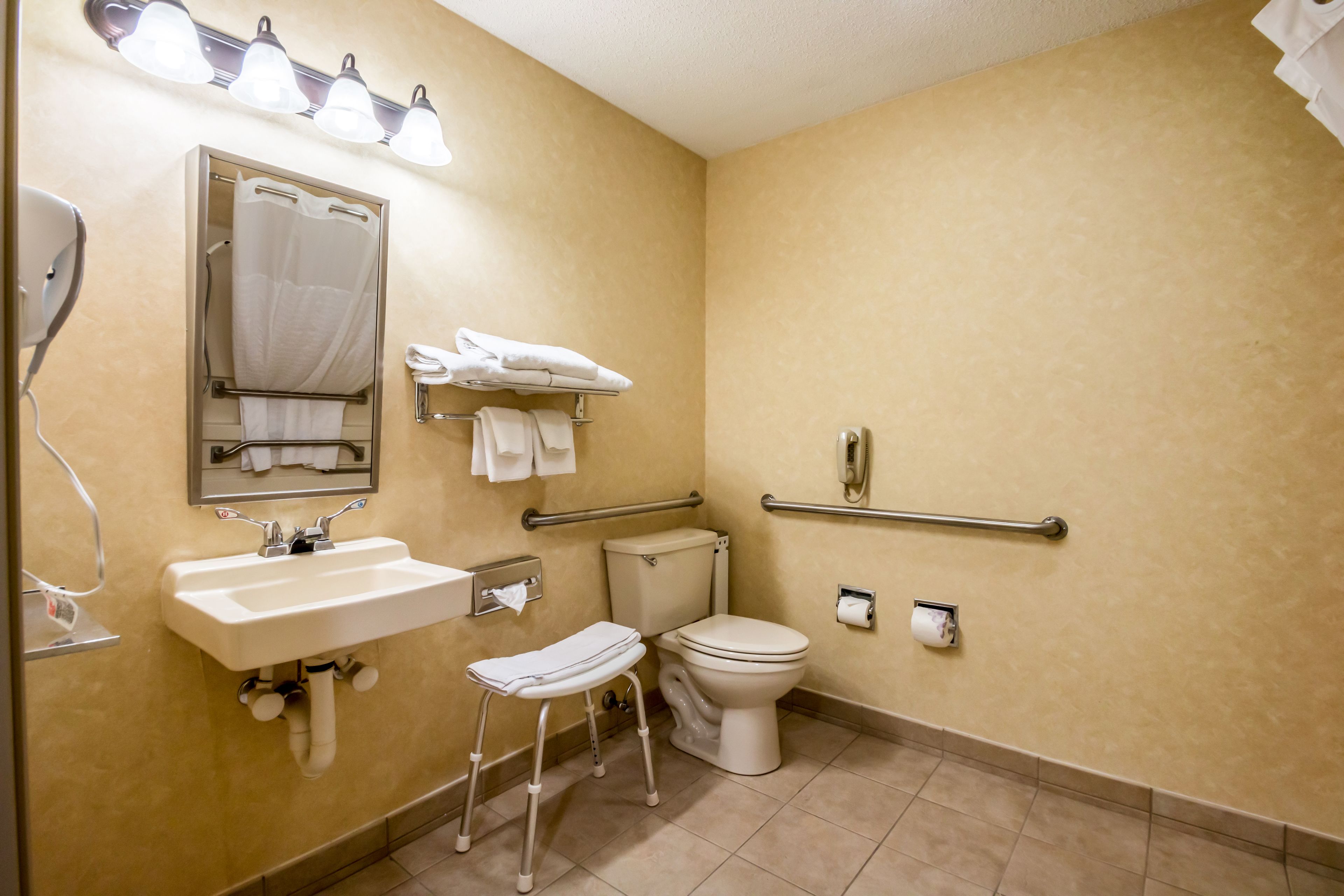 standard room, 1 queen bed, accessible, non smoking | bathroom | combined shower/bathtub, free toiletries, towels