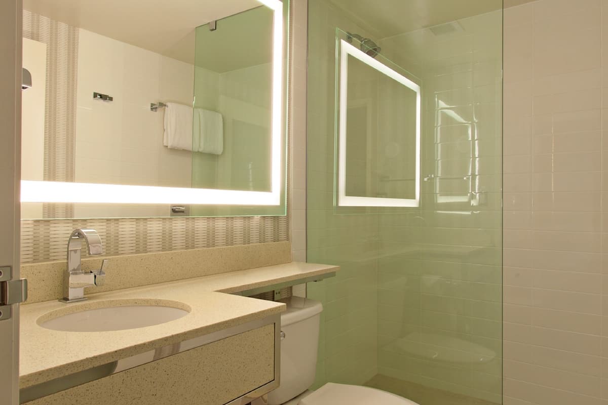 free toiletries, hair dryer, towels