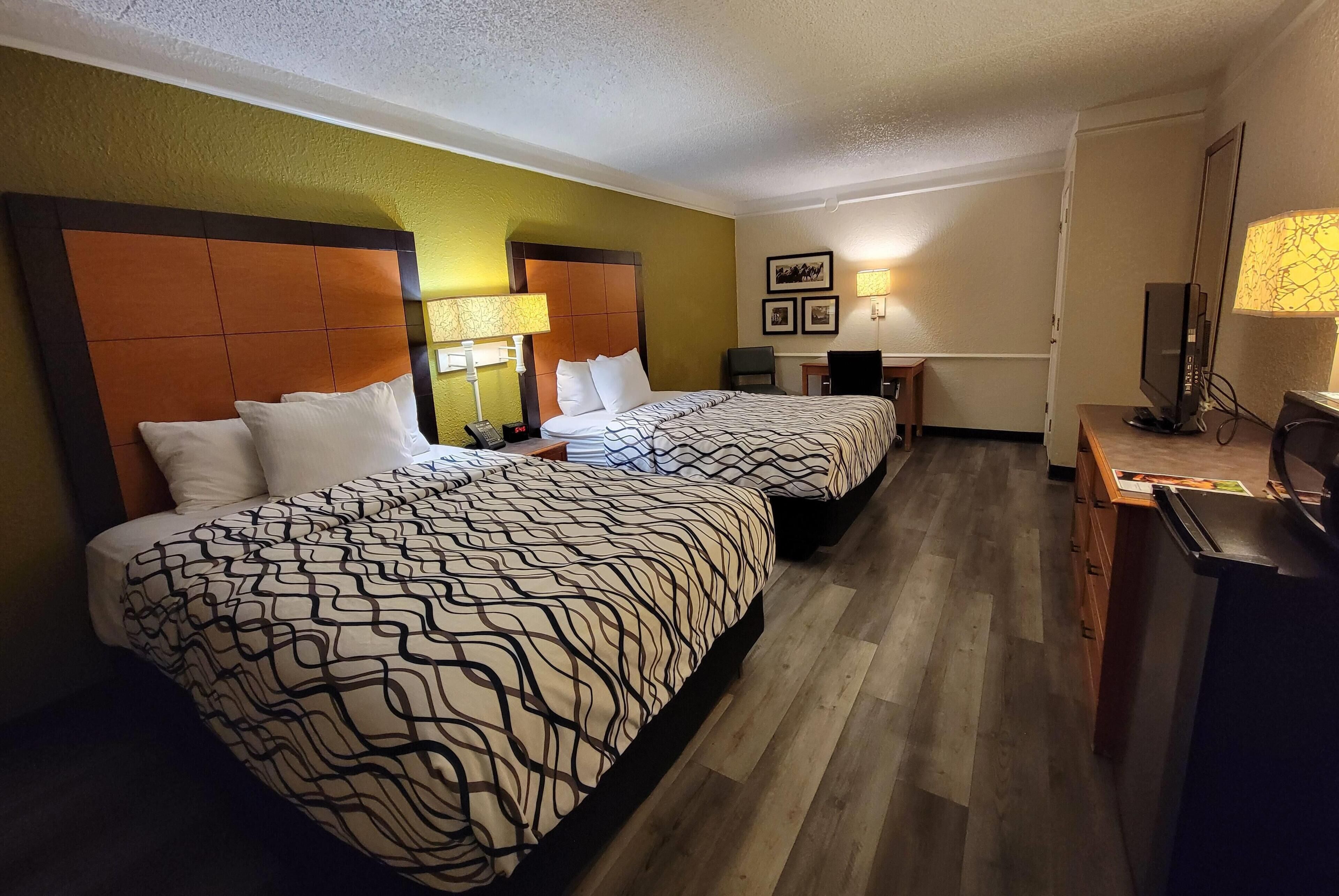 Room, 2 Queen Beds, Non Smoking | Premium bedding, desk, soundproofing, iron/ironing board