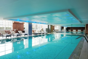 Indoor pool, open 8:00 AM to 8:00 PM, sun loungers