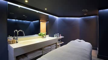 Sauna, steam room, body wraps, facials, massages