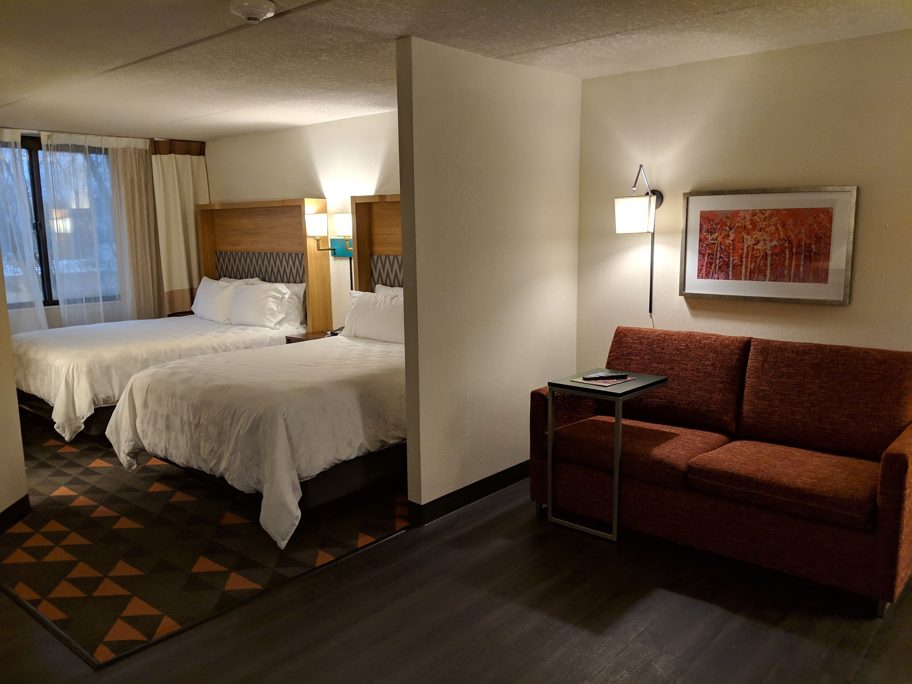 1 bedroom, desk, laptop workspace, blackout curtains