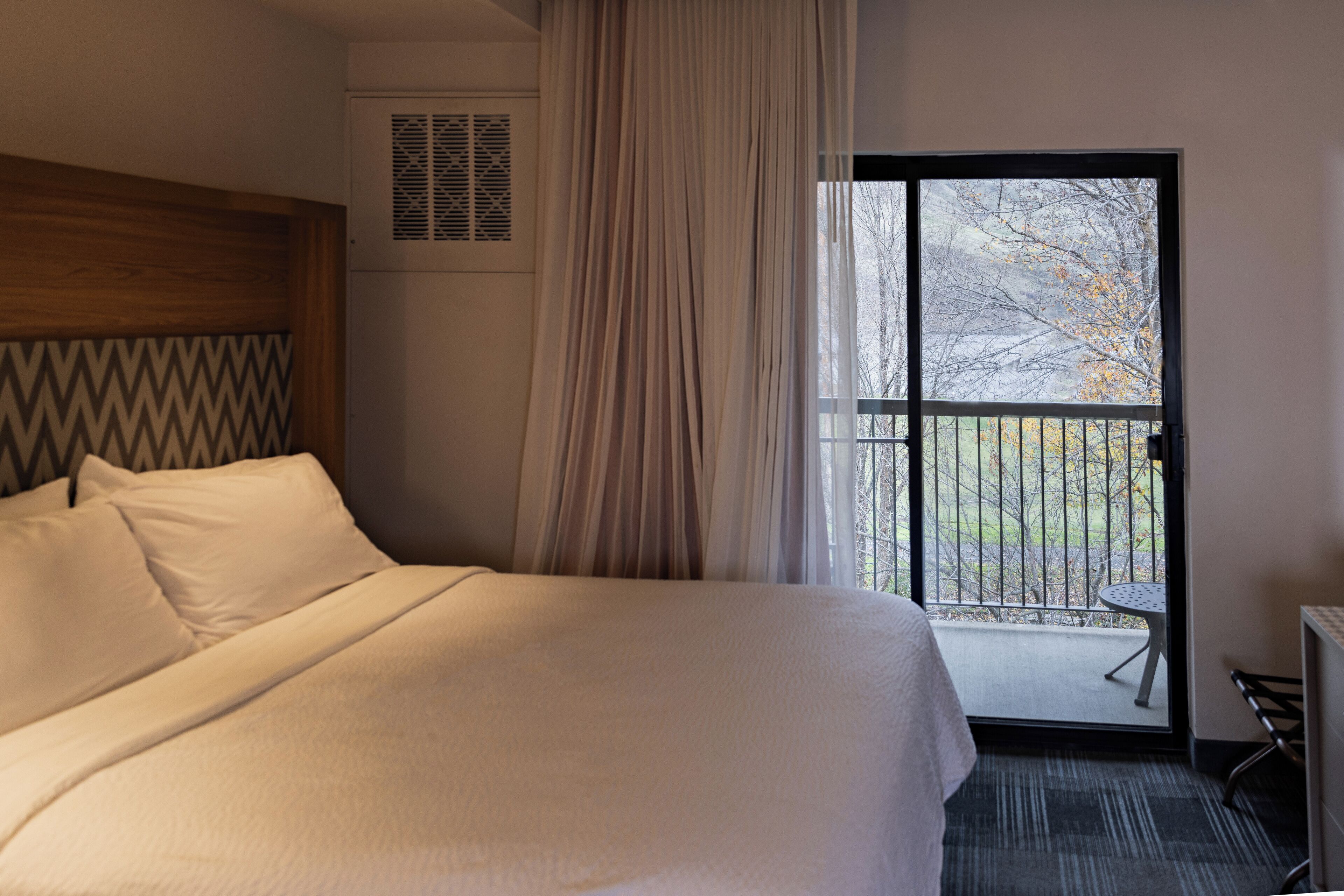 Suite, 1 Bedroom, River View | Blackout drapes, iron/ironing board, WiFi, bed sheets