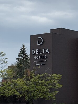 A Delta Hotels Marriott sign on a building.
