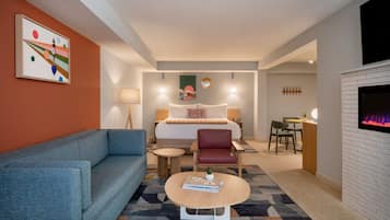 Suite presidencial, 1 cama de matrimonio grande, no fumadores, chimenea | 1 dormitorio, ropa de cama de alta calidad, colchones viscoelásticos