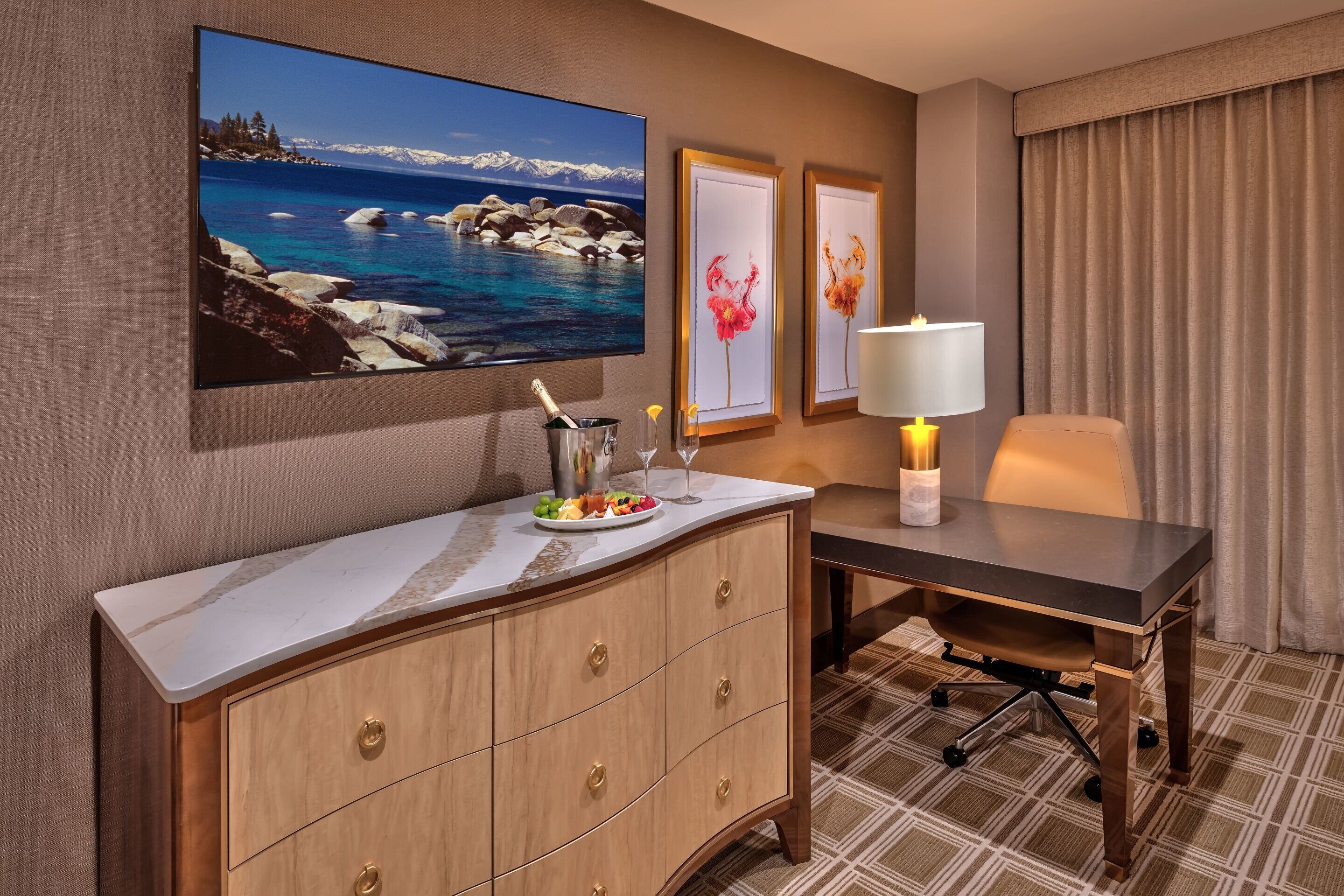 42-inch flat-screen tv with digital channels, tv, pay films