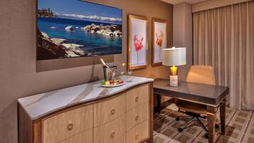 42-inch flat-screen TV with digital channels, TV, pay films