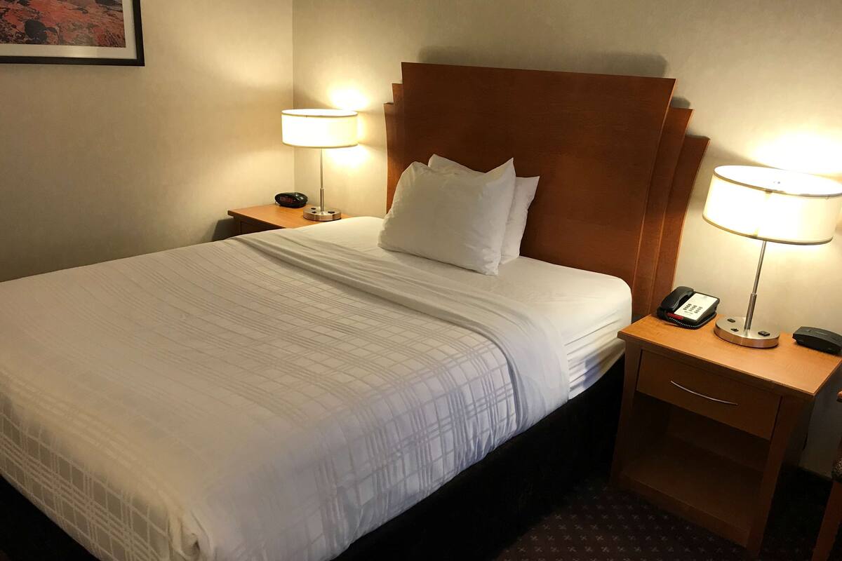 standard room, 1 queen bed, non smoking, refrigerator | premium bedding, down duvets, pillow-top beds, in-room safe