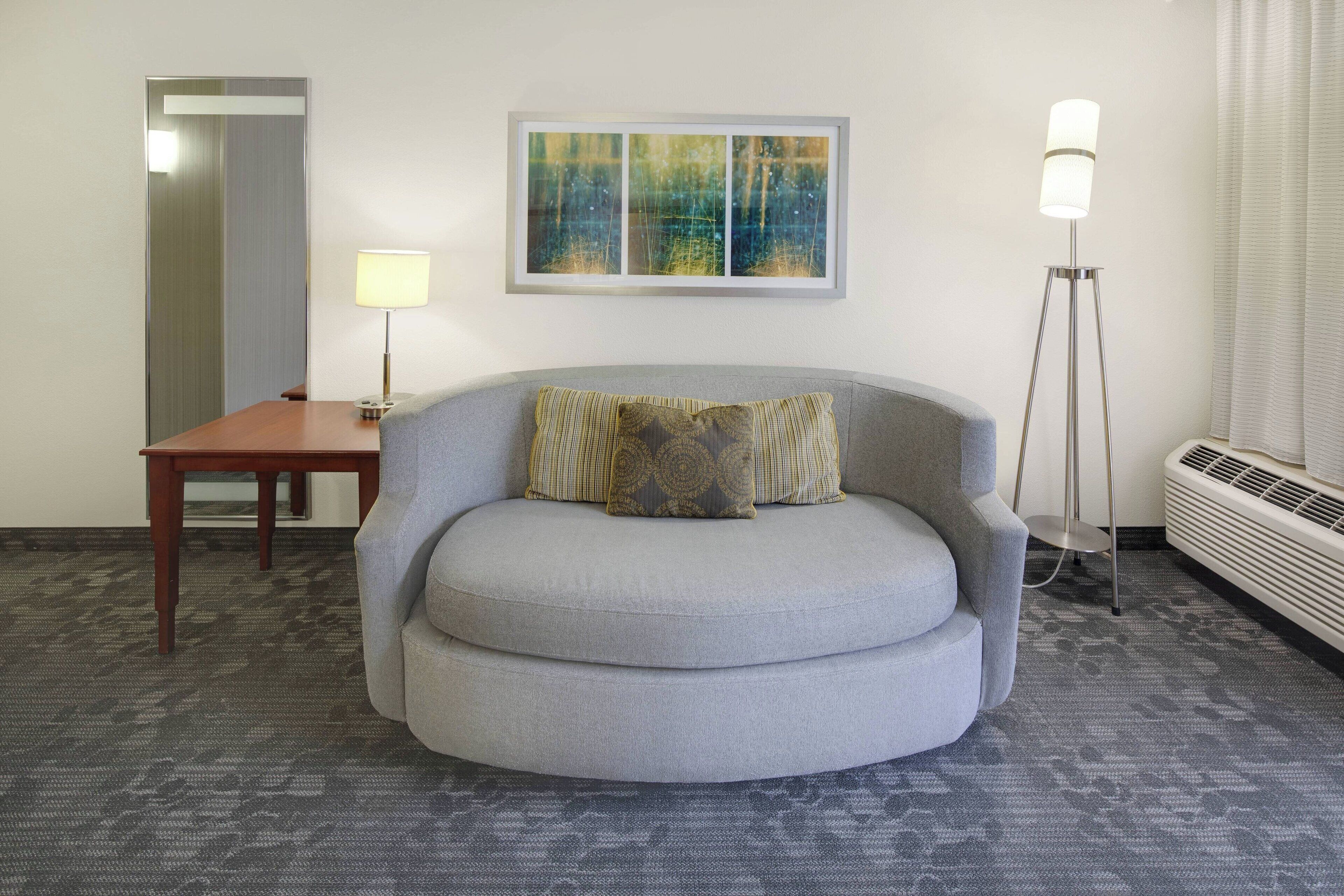 premium bedding, desk, laptop workspace, iron/ironing board