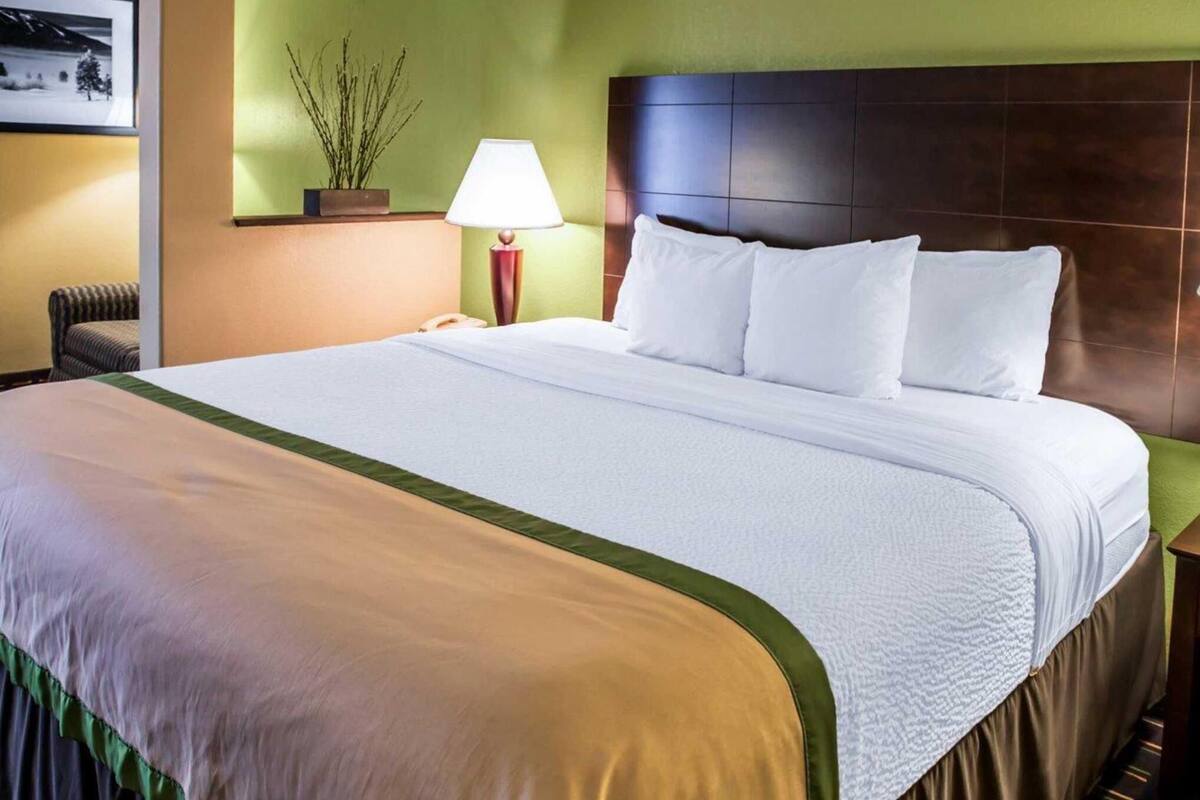 Premium bedding, pillow-top beds, desk, blackout curtains