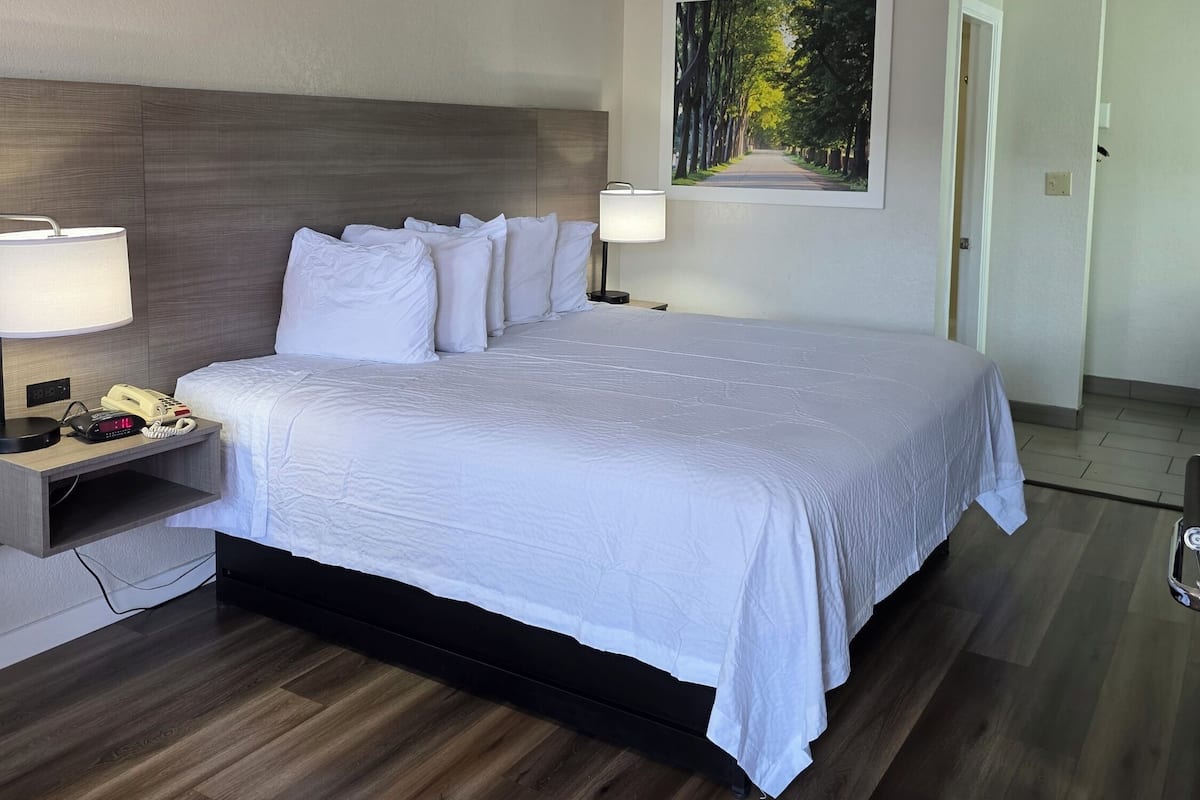 Pillow-top beds, desk, blackout curtains, iron/ironing board