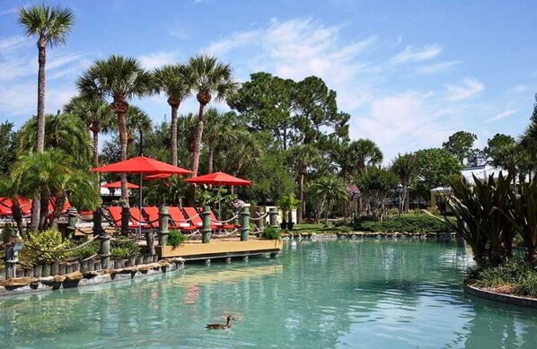 Indoor pool, 2 outdoor pools, pool umbrellas, sun loungers