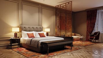 Chambre Majestueuse, 1 trÚs grand lit (Luxury) | Literie hypoallergénique, articles gratuits dans le mini-bar