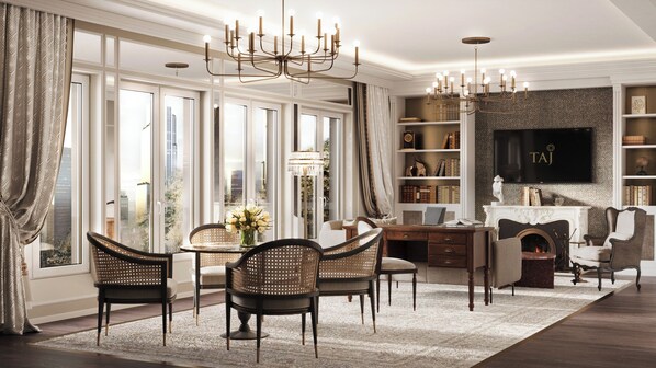 Presidential Suite | Living area | 49-inch flat-screen TV with satellite channels