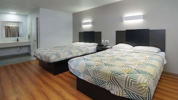 Desk, free WiFi, bed sheets