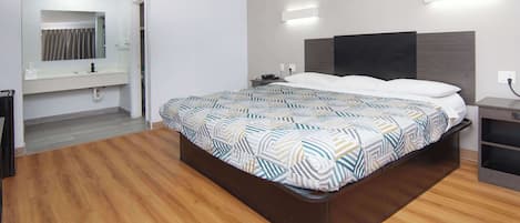 Desk, free WiFi, bed sheets