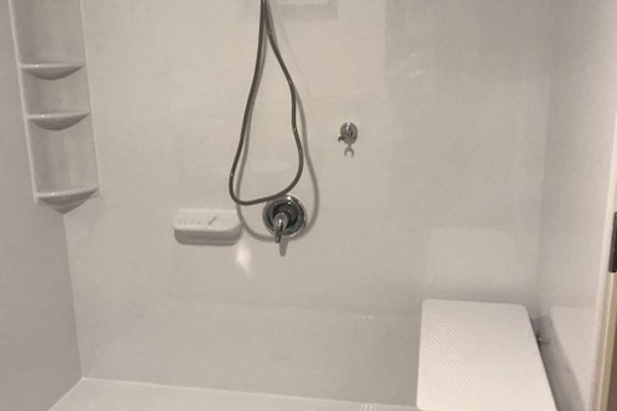 room, 1 king bed, accessible, non smoking (roll-in shower) | bathroom shower