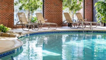 Indoor pool, open 8:00 AM to 10:00 PM, sun loungers