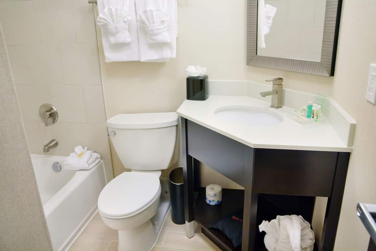 free toiletries, hair dryer, towels