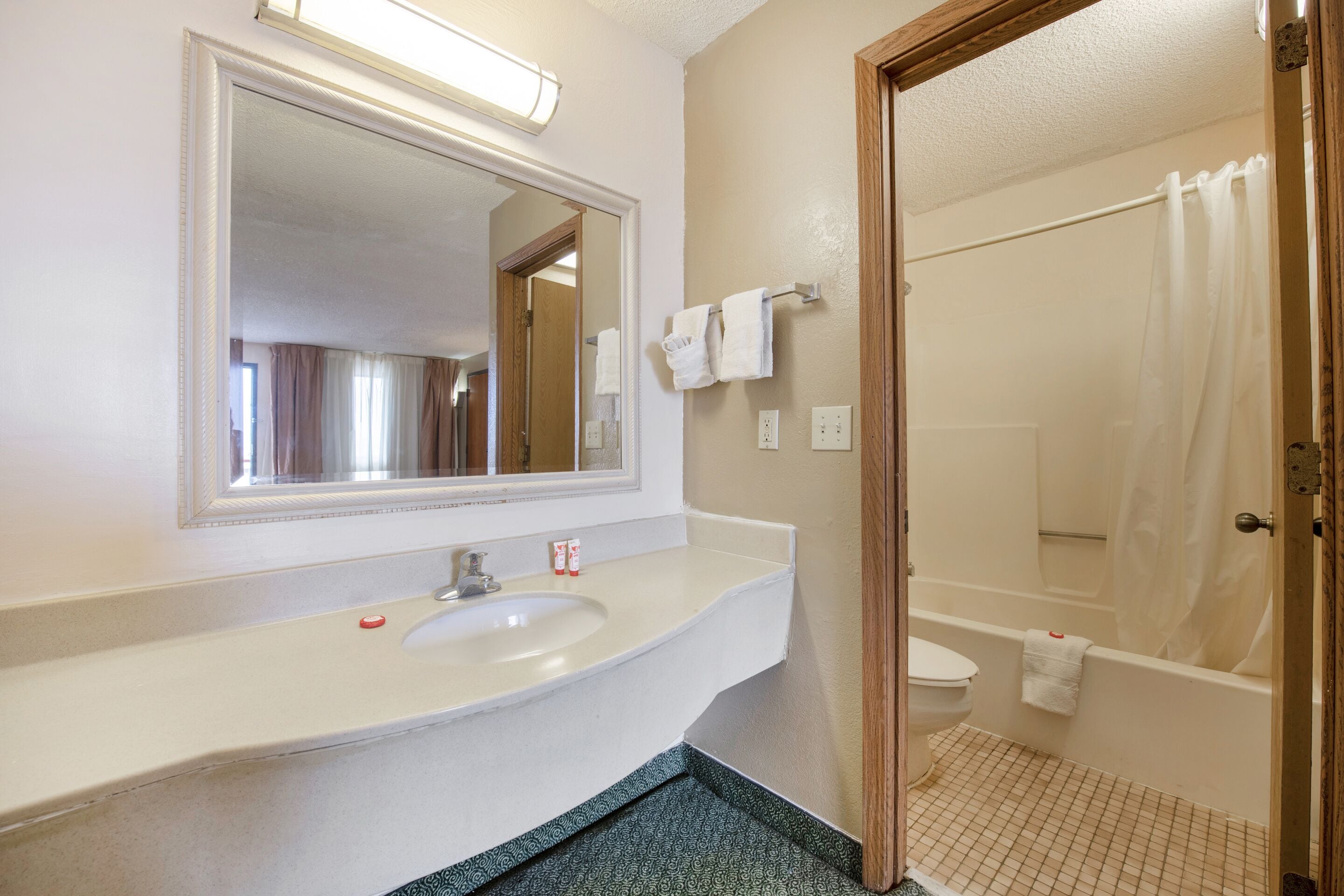 free toiletries, hair dryer, towels