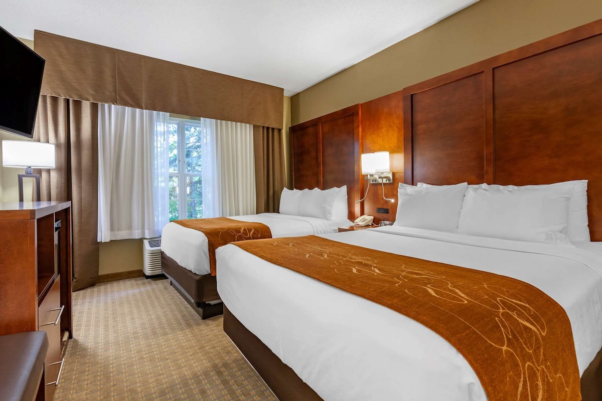 suite, 2 queen beds | in-room safe, desk, blackout curtains, iron/ironing board