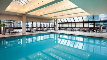 Indoor pool, open 5:00 AM to 11:00 PM, sun loungers