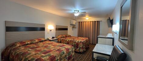 Desk, laptop workspace, WiFi (free), alarm clocks