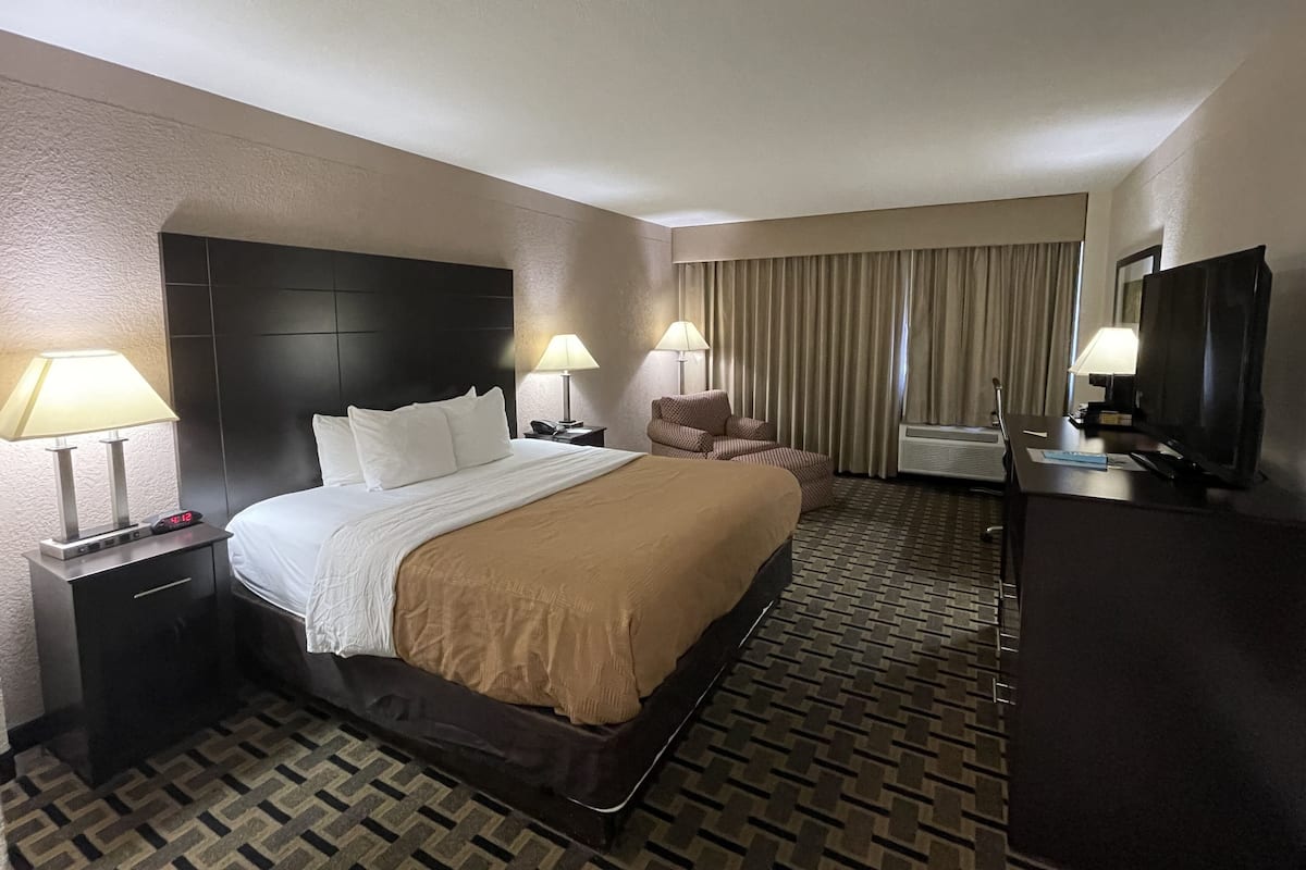 Room, 1 King Bed, Non Smoking | Pillow-top beds, desk, blackout curtains, iron/ironing board