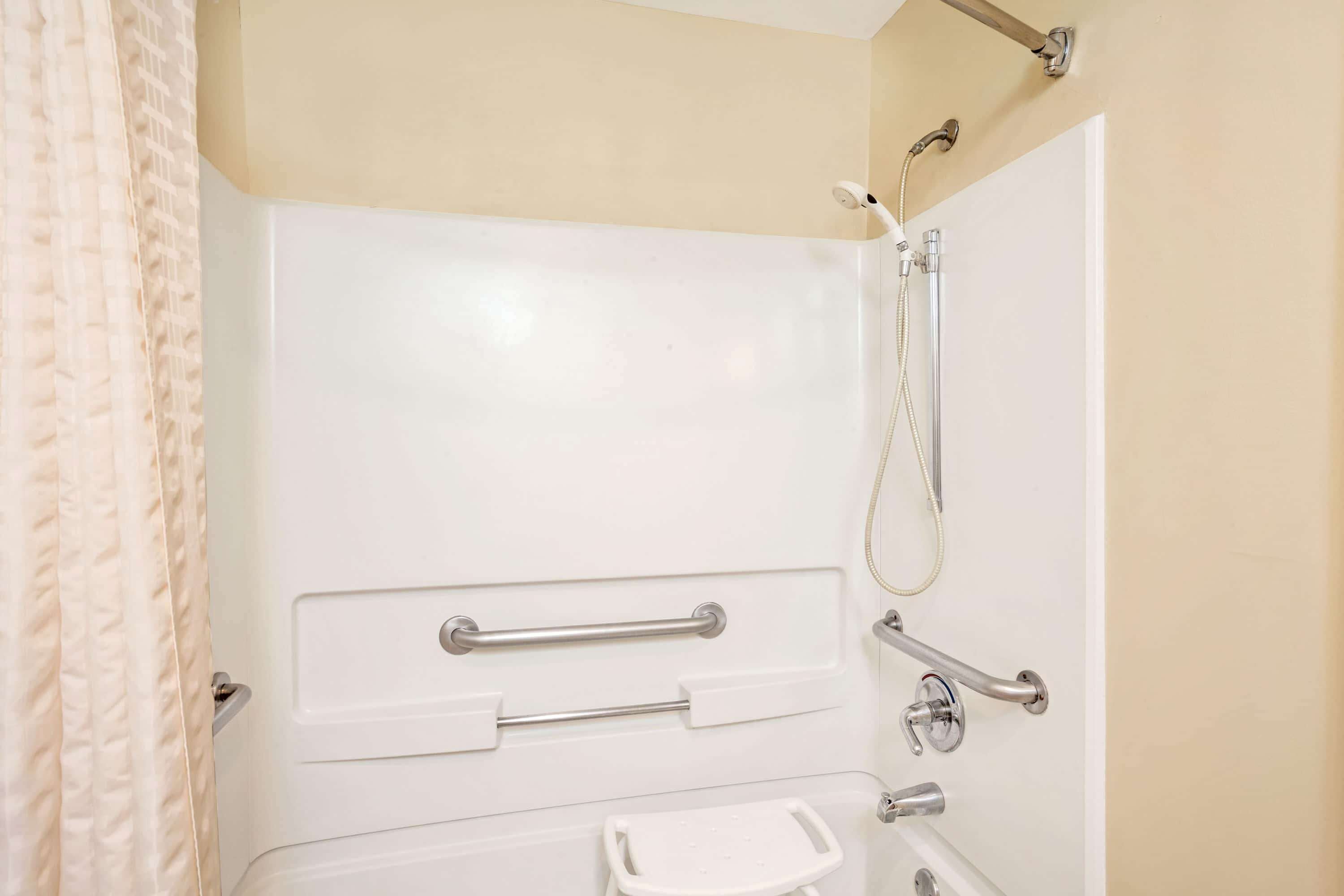 standard room, 1 king bed, accessible, non smoking | bathroom | combined shower/bathtub, free toiletries, hair dryer, towels