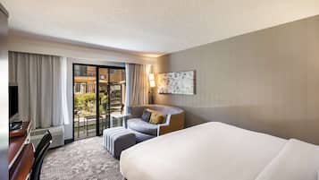 Premium bedding, pillow-top beds, desk, laptop workspace