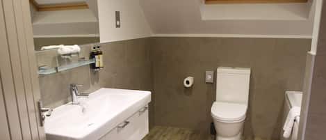A bathroom with a white sink, a toilet, and a mirror above the sink.