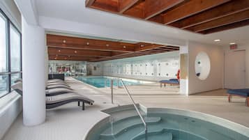 Indoor pool, open 7:00 AM to 11:00 PM, sun loungers