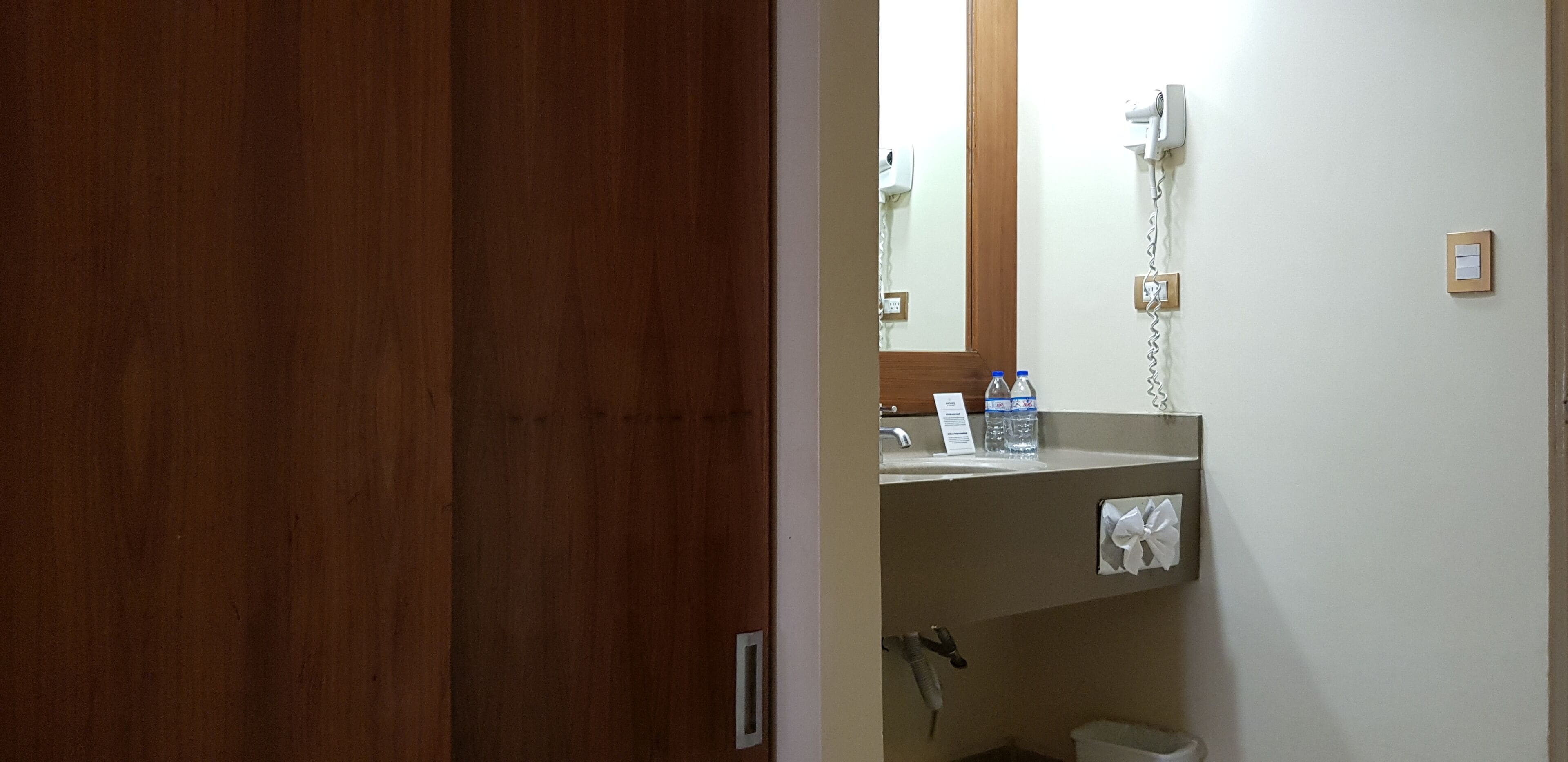 standard room, 2 double beds | in-room safe, desk, soundproofing, iron/ironing board