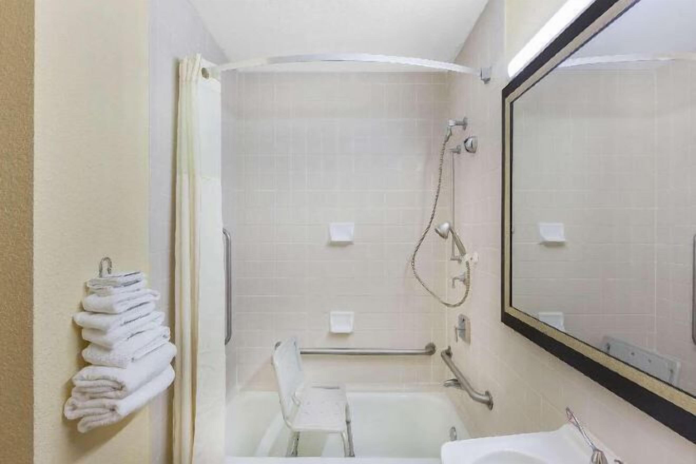 Bathroom | Combined shower/tub, free toiletries, hair dryer, towels
