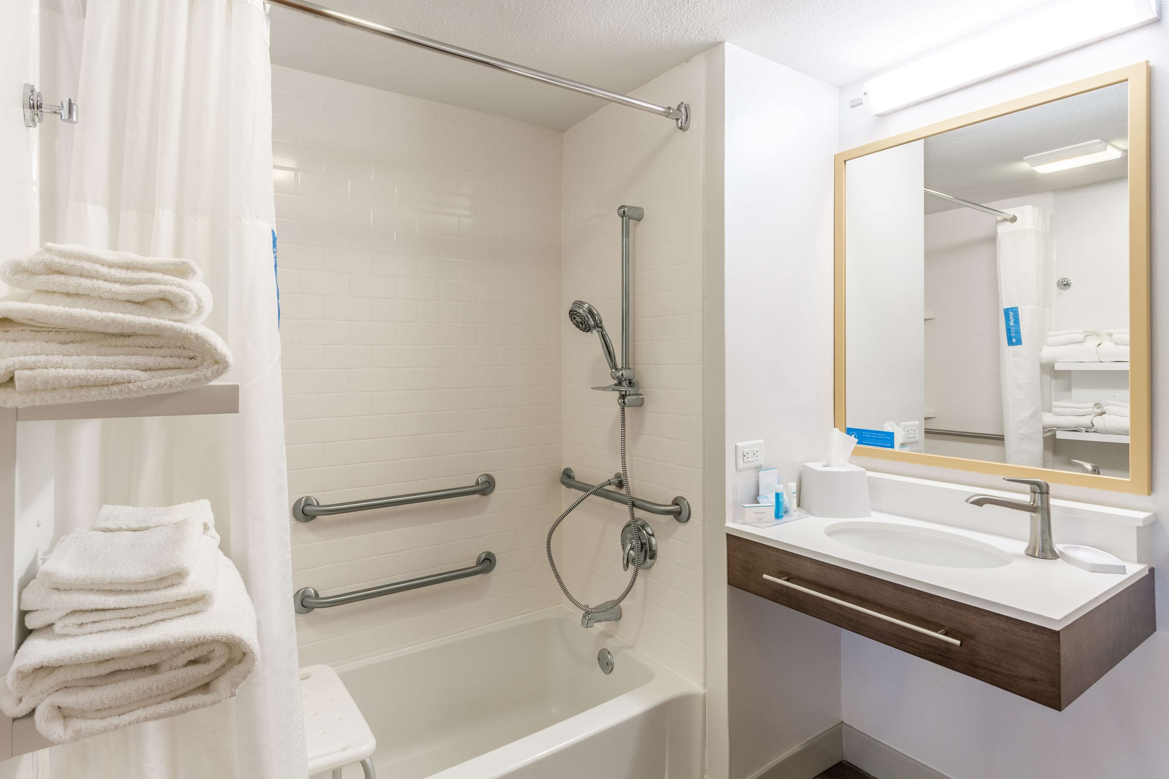 free toiletries, hair dryer, towels