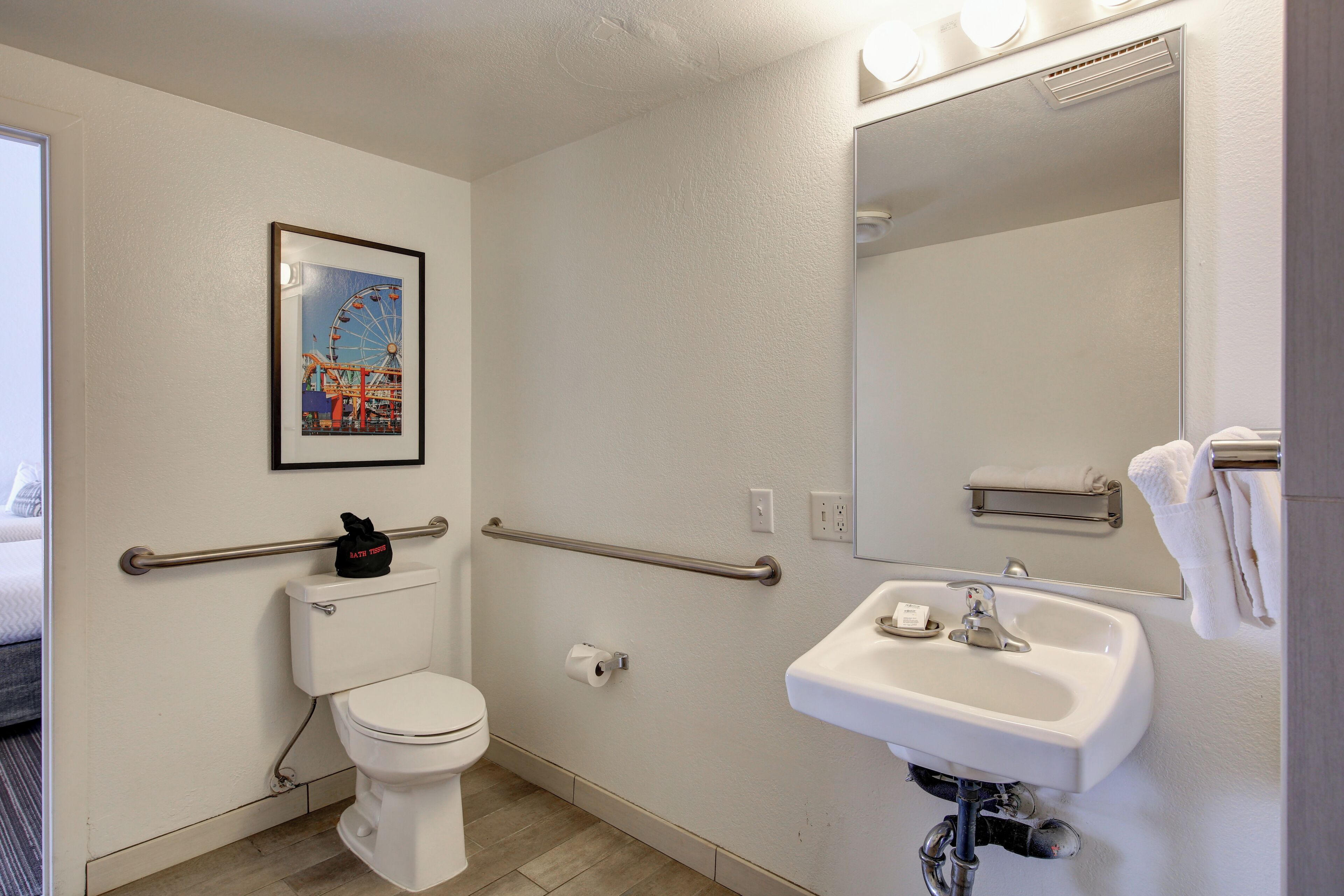 free toiletries, hair dryer, towels