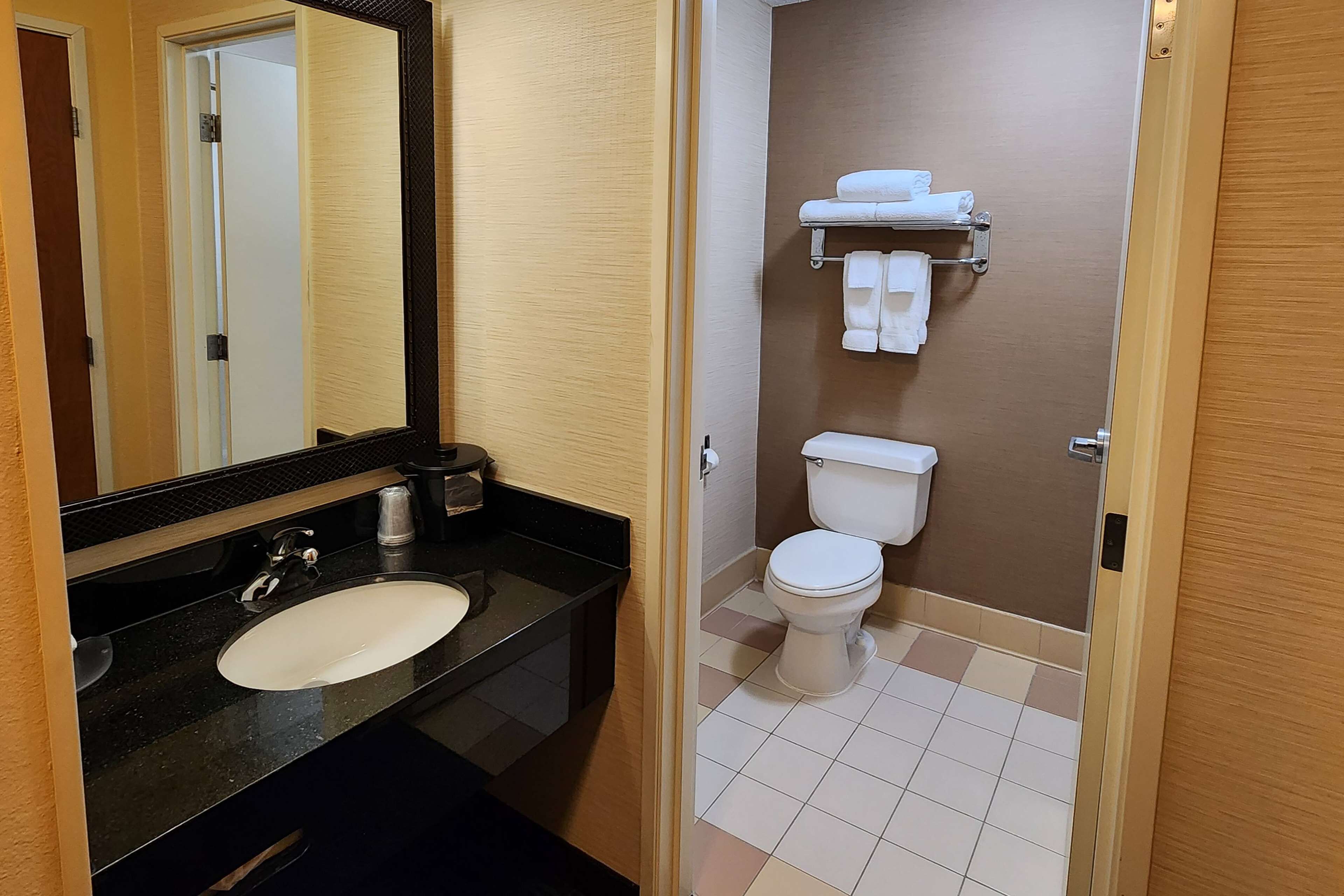 free toiletries, hair dryer, towels, soap