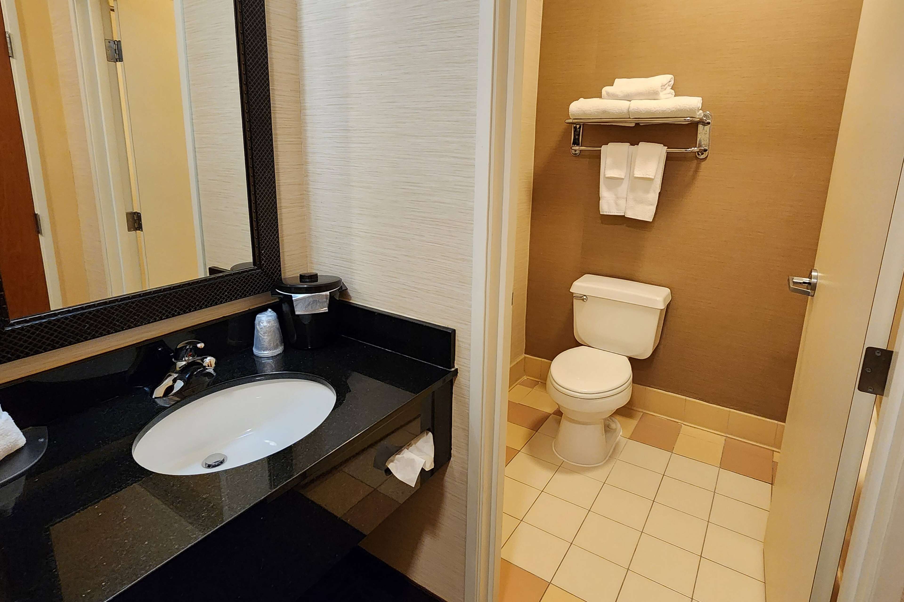 free toiletries, hair dryer, towels, soap