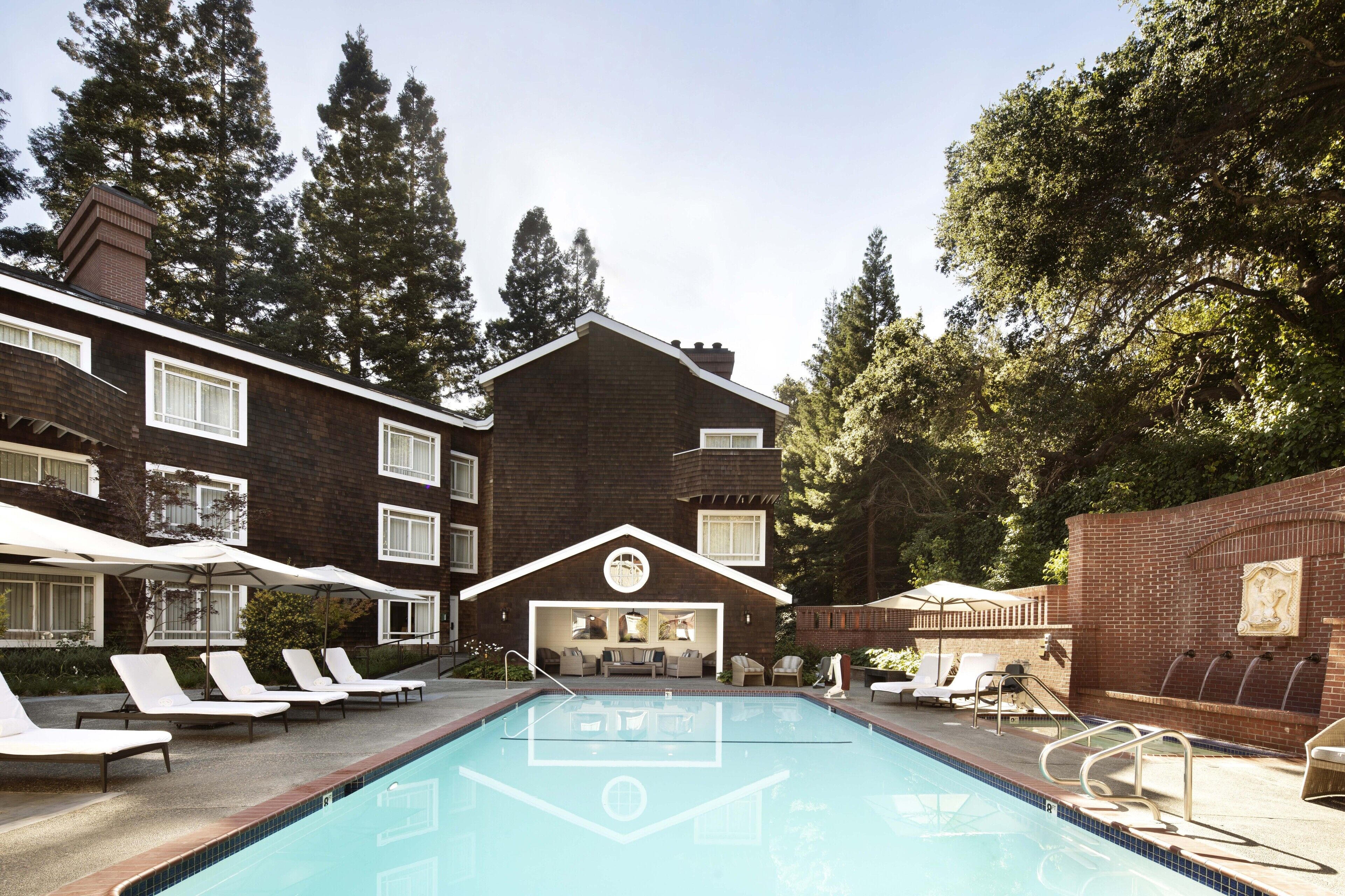 outdoor pool, open 7:00 am to 10:00 pm, pool umbrellas, pool loungers