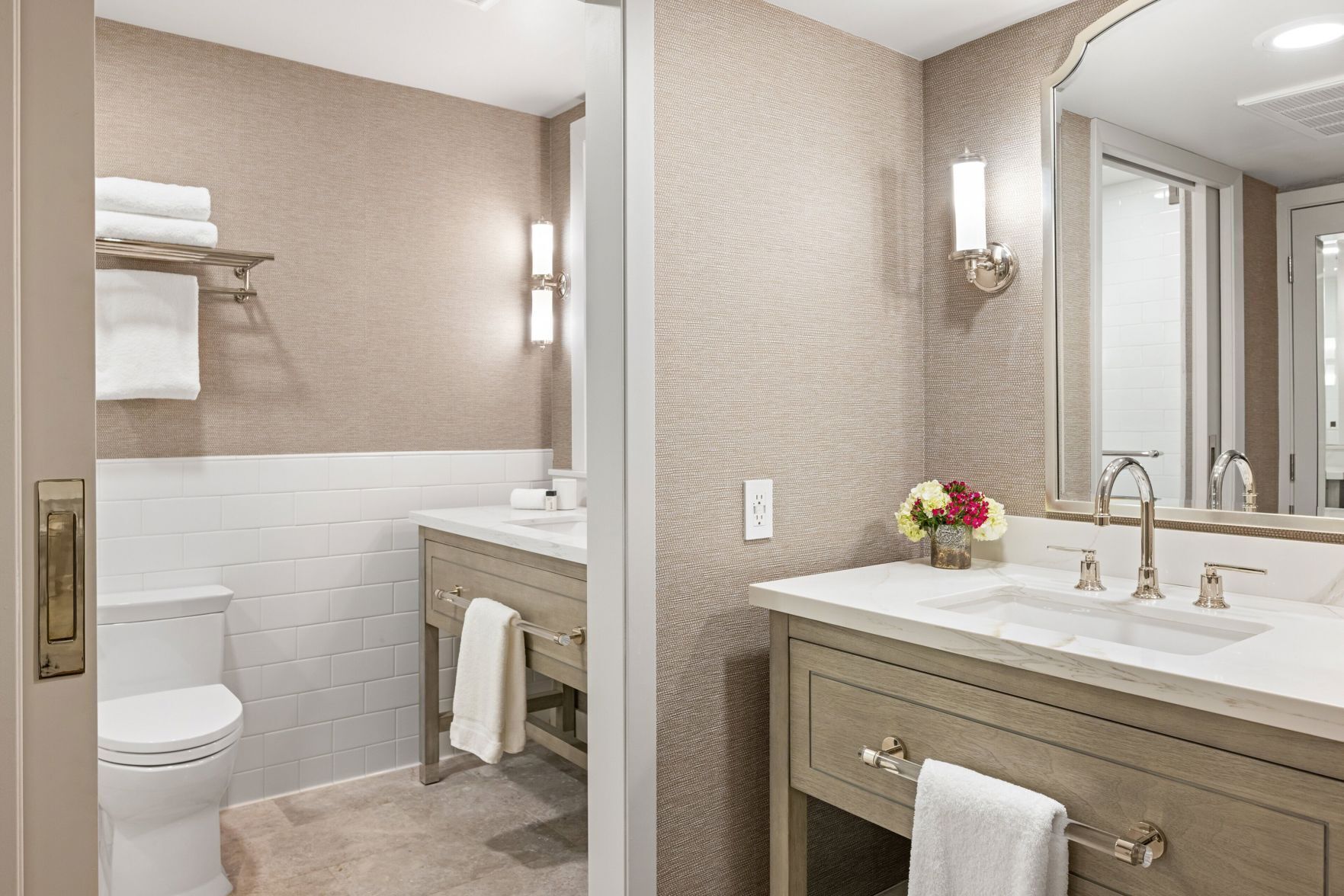 Bathroom | Designer toiletries, hair dryer, bathrobes, towels