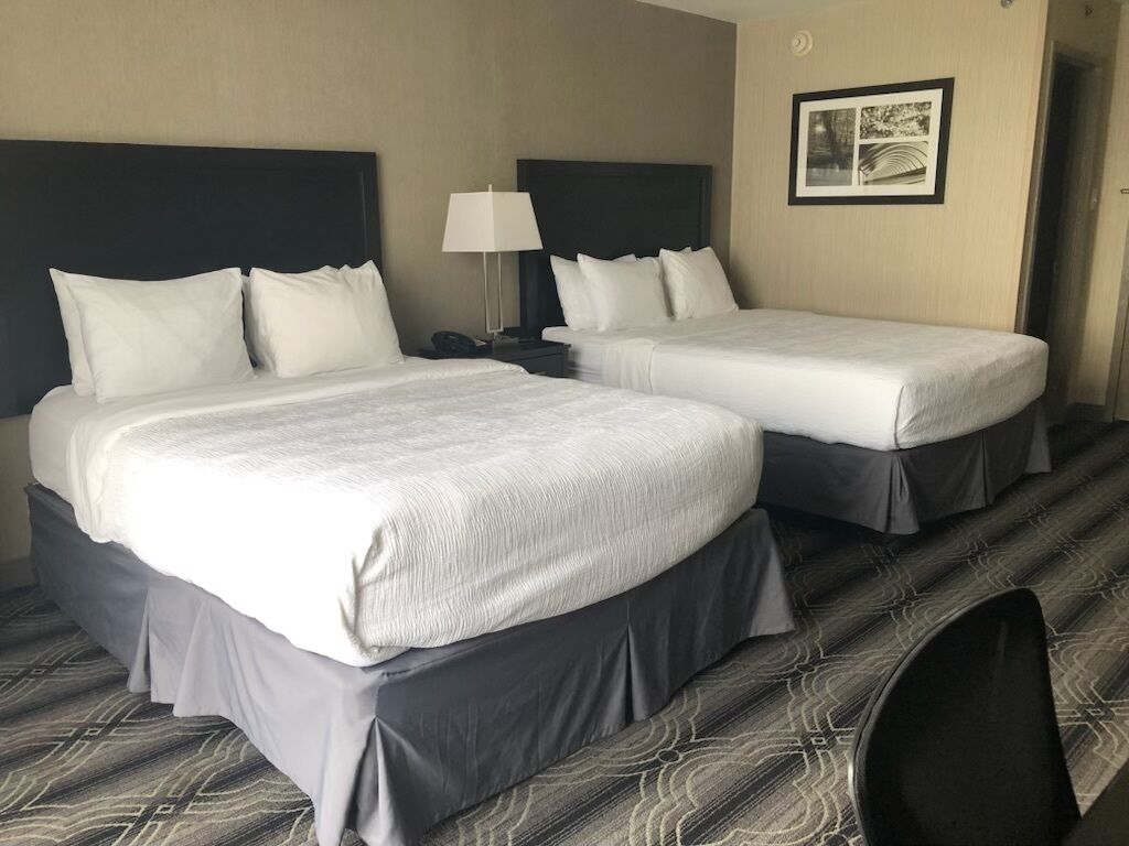 standard double room, 2 queen beds | hypo-allergenic bedding, in-room safe, desk, blackout curtains